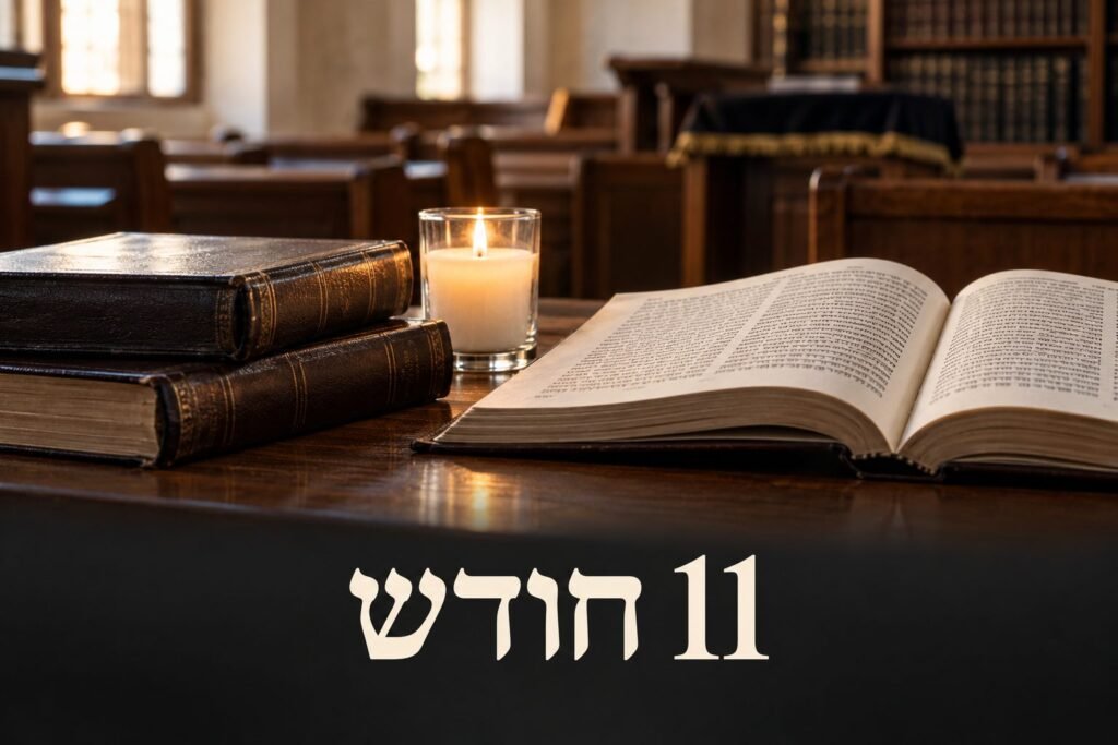 שולחן לימוד עם ספרים ונר נשמה – לימוד משניות ביום השנה