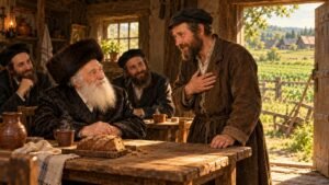 הבעל שם טוב ותלמידיו מתארחים בביתו של איכר פשוט