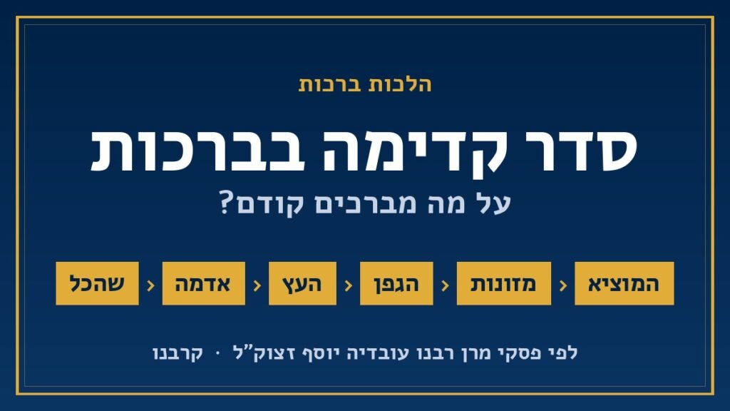 סדר קדימה בברכות – המוציא, מזונות, הגפן, העץ, אדמה, שהכל